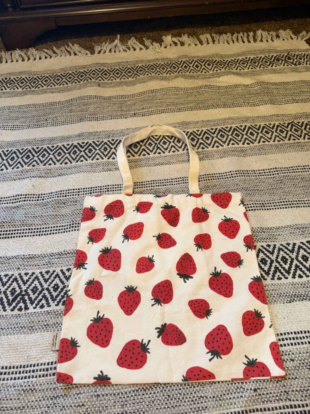 Strawberry Print Canvas Tote Bag - Picture 2 of 5